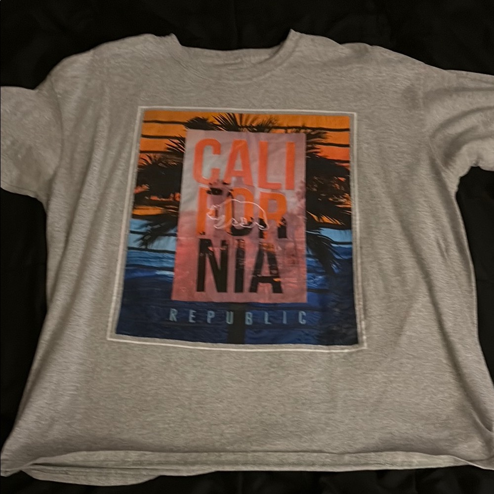 Vibe Gray and Orange Short Sleeve Tee with California Graphic